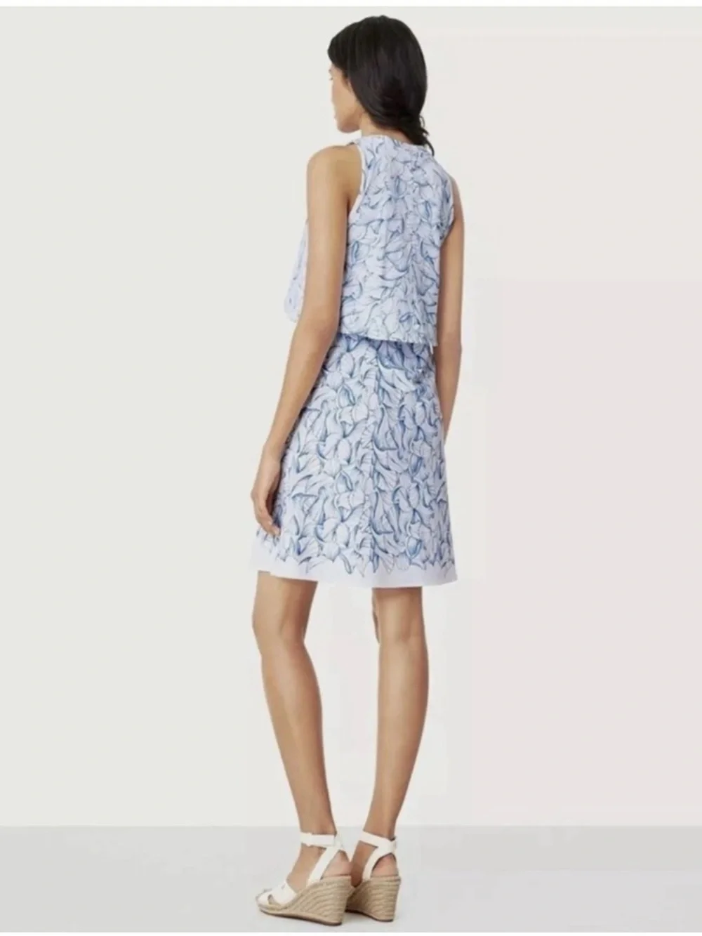 Tory Burch Kaley White Ellora Pima Cotton Popover Faux Layered Mini Dress‎